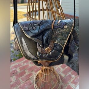 Vintage 1988 NAS Patchwork Leather Shoulder Bag | Boho Y2K